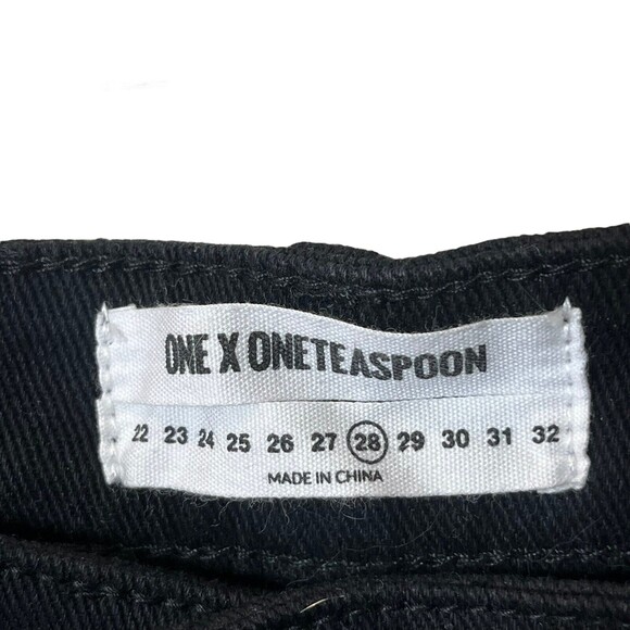 One Teaspoon Super Dupers Jeans Cropped Skinny Black Dark Wash Women’s Size 28 - Picture 9 of 12